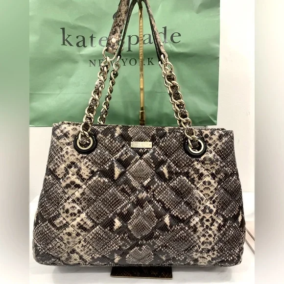 Kate Spade Snake Print Shoulder Bag - Black and Cream - Picture 1 of 7